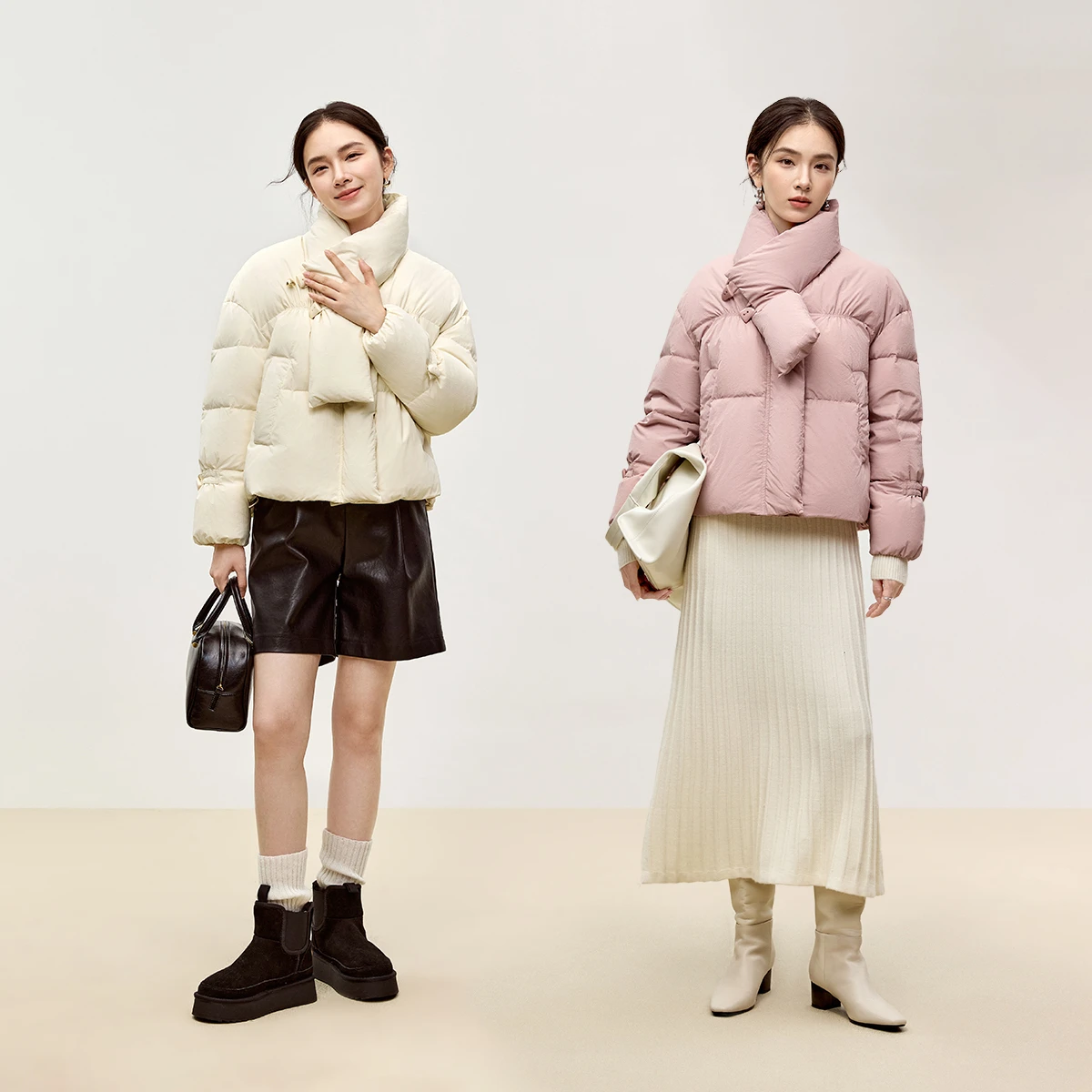 SENTUBILA الشتاء الدافئة أسفل معاطف المرأة 2025 جديد فضفاض صالح قصيرة أسفل سترة سنود طوق انخفض الكتف الملابس W44Y56084 #5