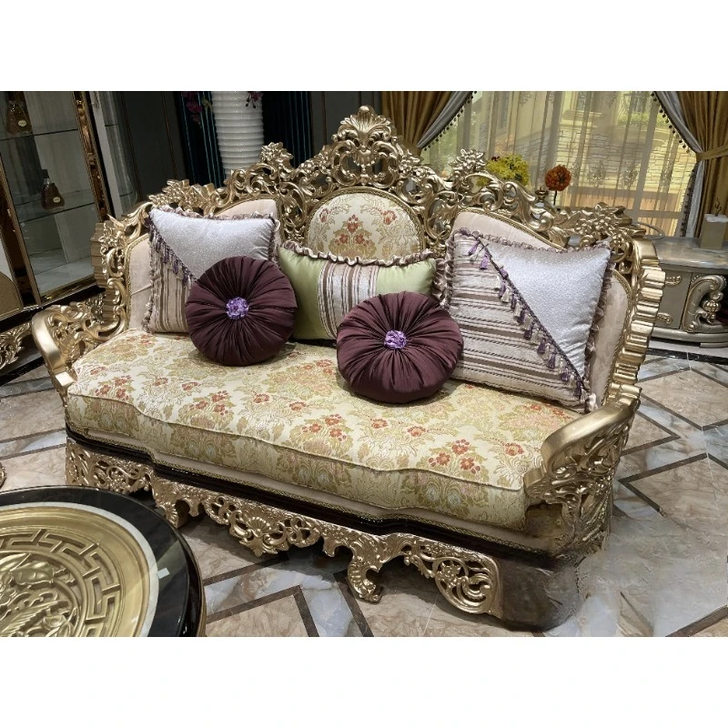 أريكة قماش منحوتة من الخشب الصلب أريكة غرفة المعيشة أثاث تركي كلاسيكي