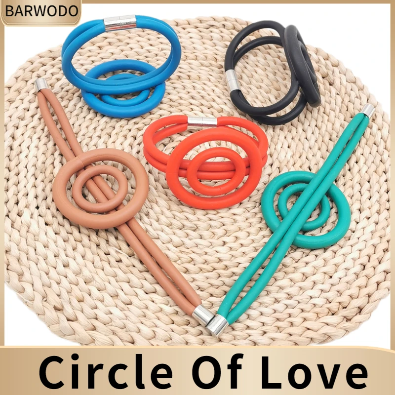 BARWODO New Rubber Bracelets For Women Handmade Kpop Luxury Bangles Bohemian Jewelry Friendship Charm Bracelets Party Gifts