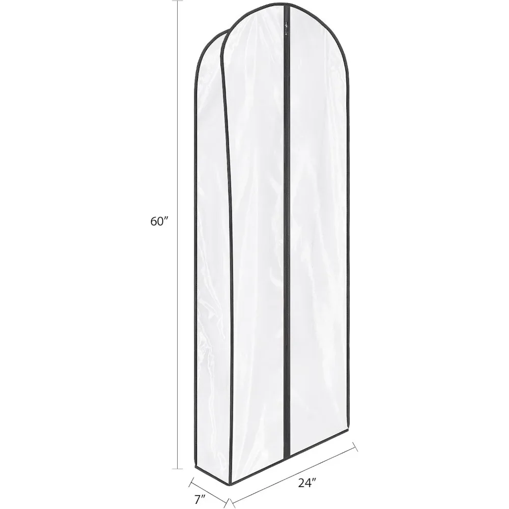 أكياس تخزين السترات الجلدية المسامية، 60 أغطية فساتين وثوب غبار مع 7 أغطية لتعليق الملابس