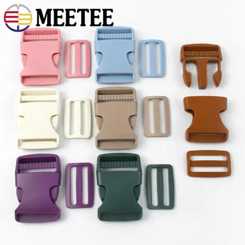 5Sets 38mm Quick Release Buckles For Backpack Webbing Strap Plastic Ring Clasp Dog Collar Belt Tri-Glide Slider DIY Accessories