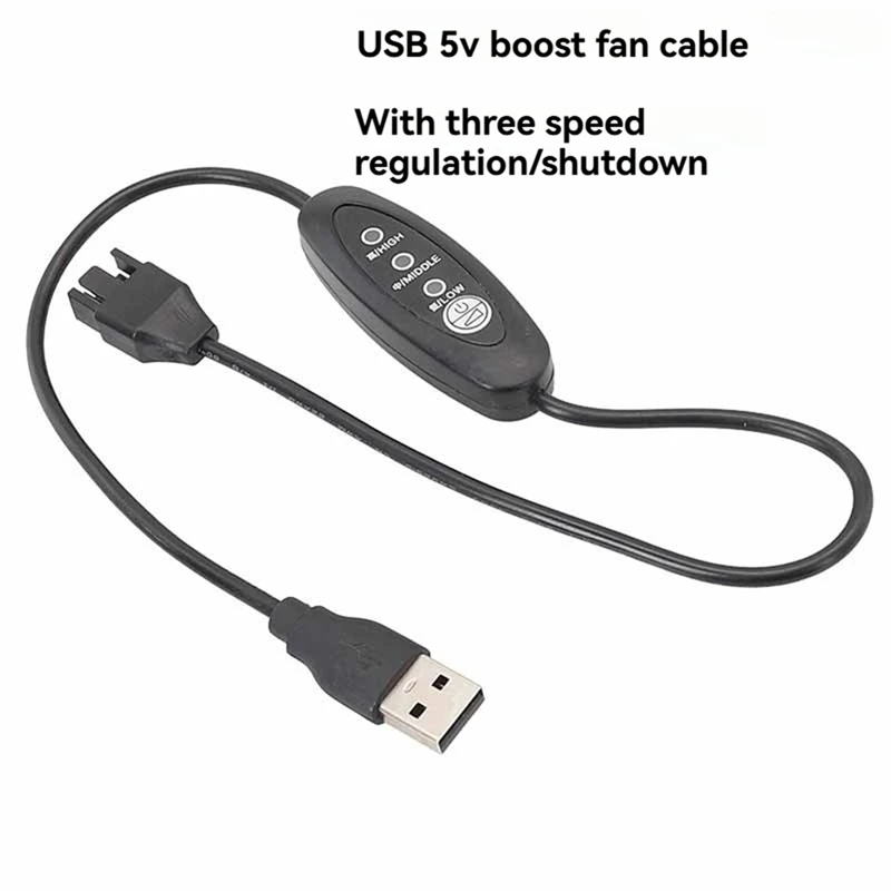 Kabel kipas Boost USB ke 12V, kabel kipas Boost USB ke 4 Pin dapat disesuaikan, 3 gir kecepatan dapat disesuaikan, kabel kipas sasis USB ke 12V
