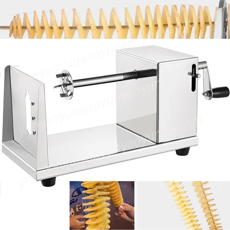 2 Blades Stainless Steel Spiral Potato Cutter DIY Curly Fries Slicer Portable Kitchen BBQ Tool