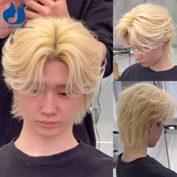 Amethyst Boy Cut 613 Blonde Mullet Bob 13x4 Lace Front Wig Human Hair Short Pixie Cut Layered Wave Wig Remy Brazilian for Men