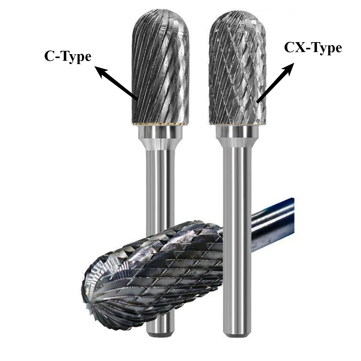 6mm C/CX Type Head Tungsten Carbide Rotary File Tool Point Burr Grinder Abrasive Tools Drill Milling Carving Bit Tool for Metal