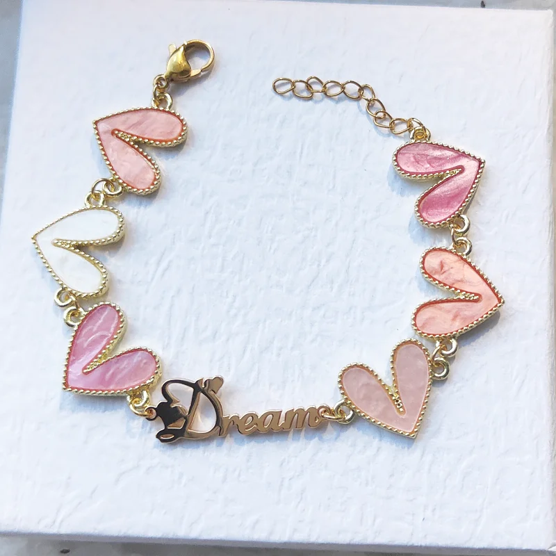 Customized DIY Personalized Name Bracelet Heart shaped Charm Bracelet Girl\'s Birthday Gift