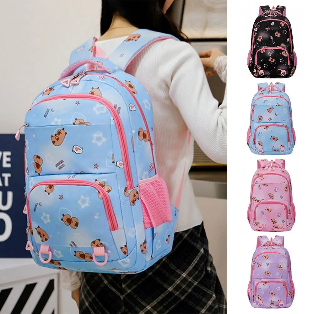 

New Nylon Backpack Capybara Large Capacity Shoulders Bag Lightweight Waterproof Schoolbag Back To School