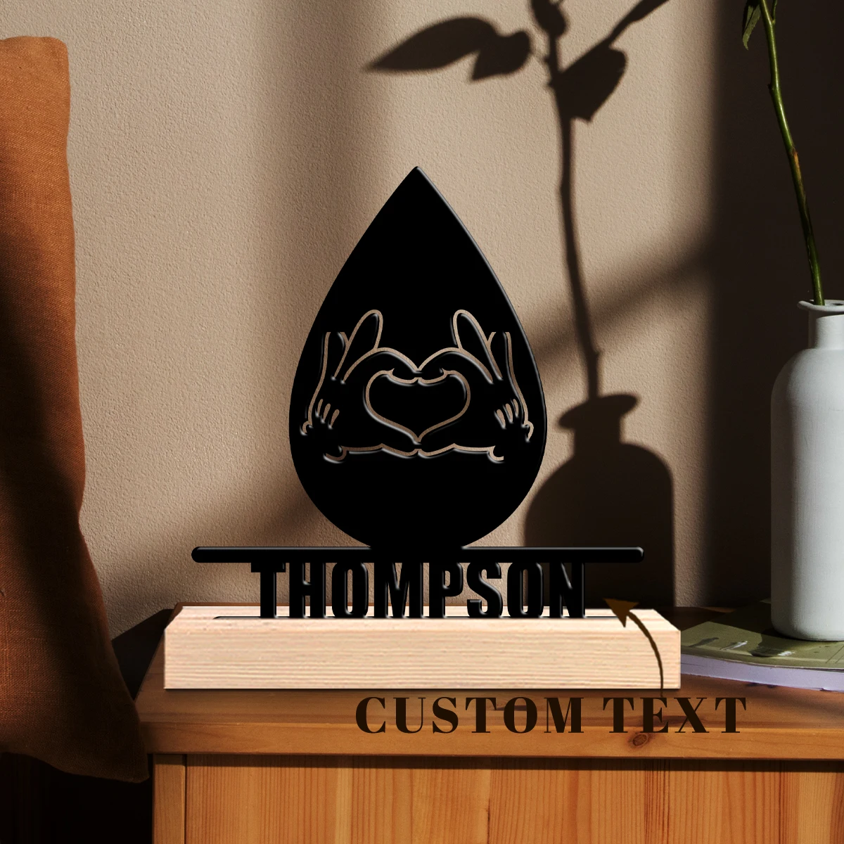 1pc Metal Art Desktop Decoration Custom Name With Wooden Base Unique Desktop Decoration Custom Gifts