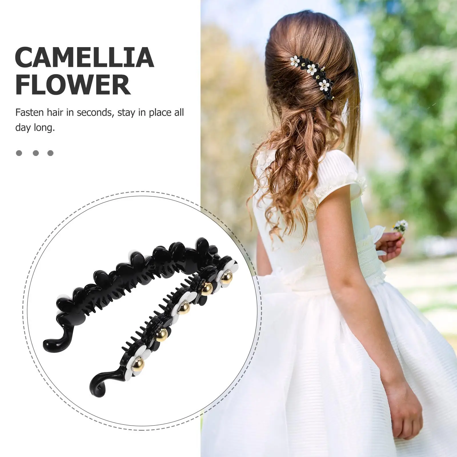 3 pezzi fiore forcina banana clip updo coda di cavallo supporto spesso riccio artiglio barrette donne acrilico durevole elegante accessorio per capelli per