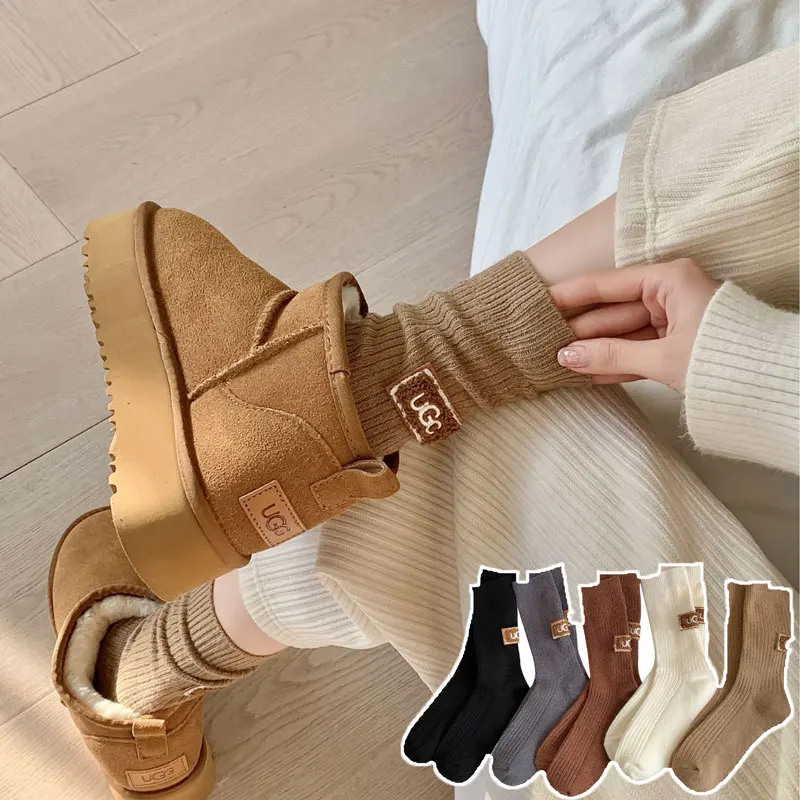 

3 пары теплых зимних утолщенных носков средней длины из хлопка, мягкие, модные, вязаные, для сапог, с принтом, повседневная обувь, чулочно-носочные изделия