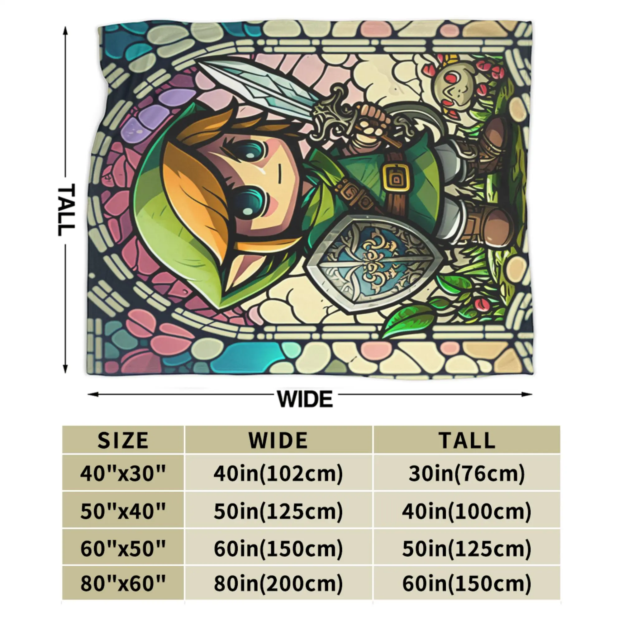 Z-Zeldas Green Hero الزجاج الملون ربط البطانيات الصوف الصيف تكييف الهواء متعددة الوظائف الدافئة رمي بطانية للمنزل لحاف