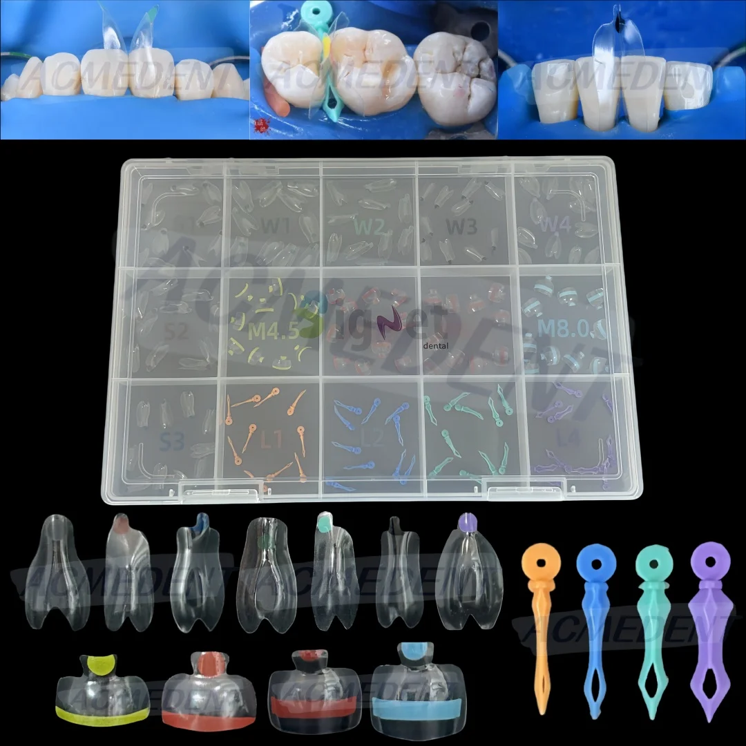 

Dental Transparent Clear Matrix Anterior Posterior Restorative BT Bow Maxillary Matrices Contoured Fit BioClear Black Triangle