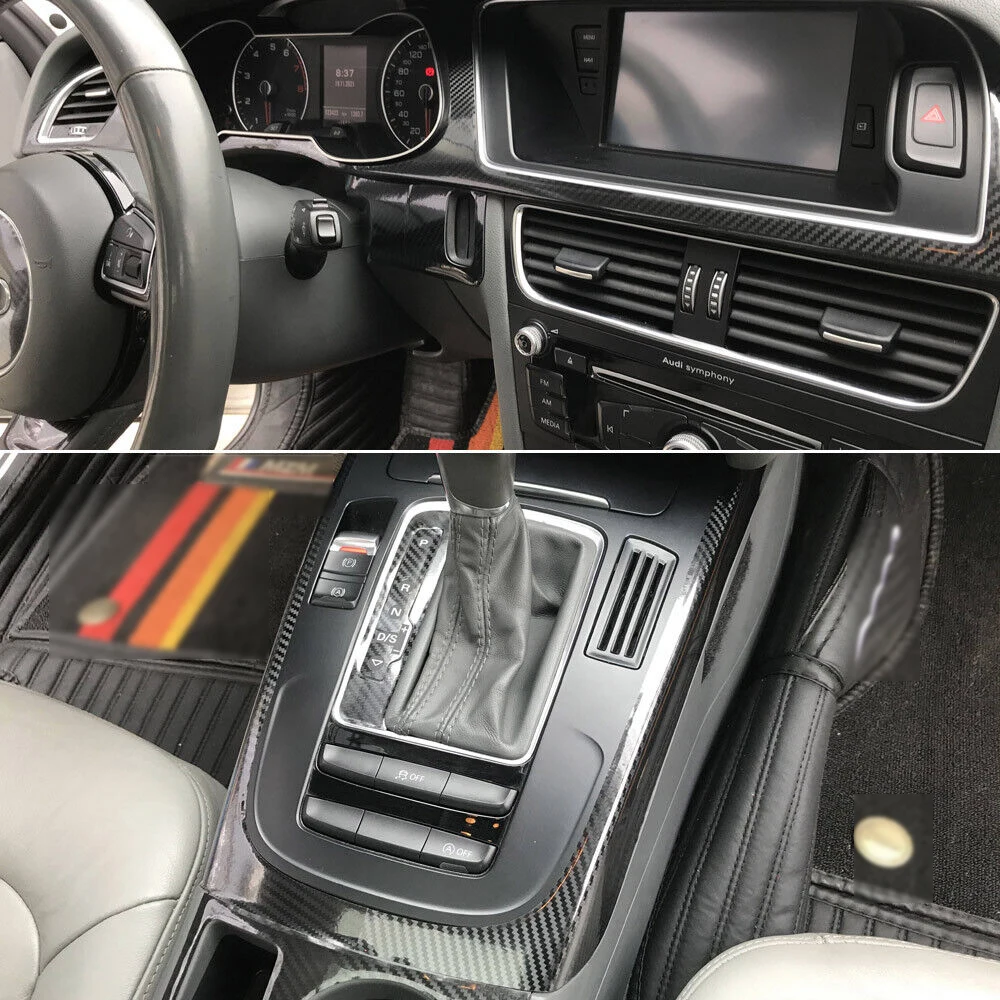 Carbon Fiber Interior car Sticker For Audi A5 8T 2008-2016 4 doors Central Console Gear Shift Panel Door Handle Cover Trim