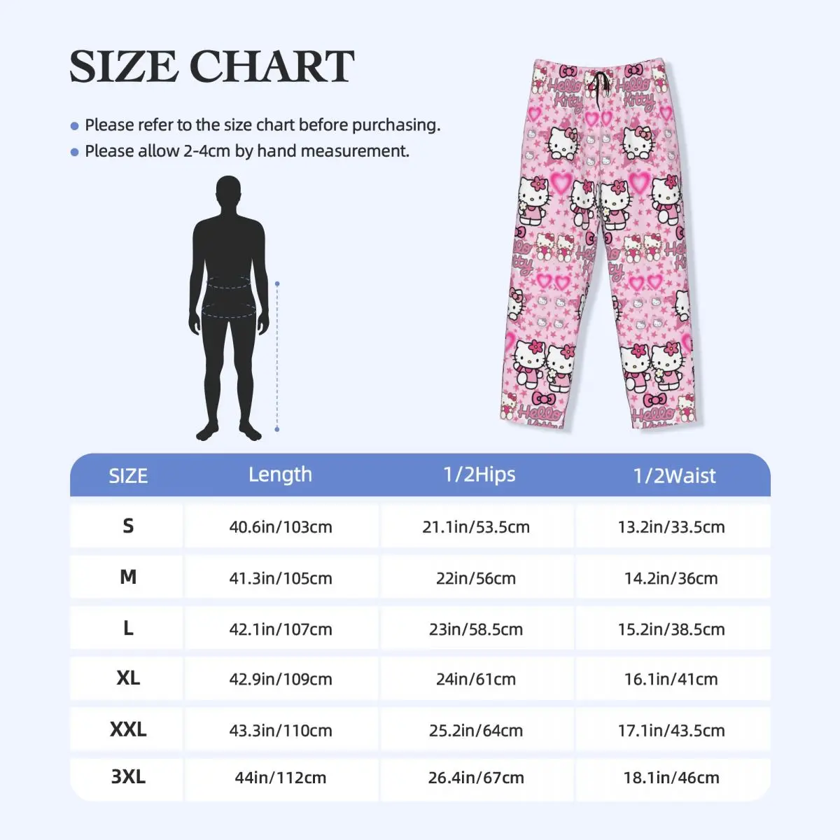 Pantalones de pijama de dibujos animados personalizados de Hello Kitty, ropa de dormir para hombres, cintura elástica, cómic, nuevos pantalones de salón para dormir con bolsillos