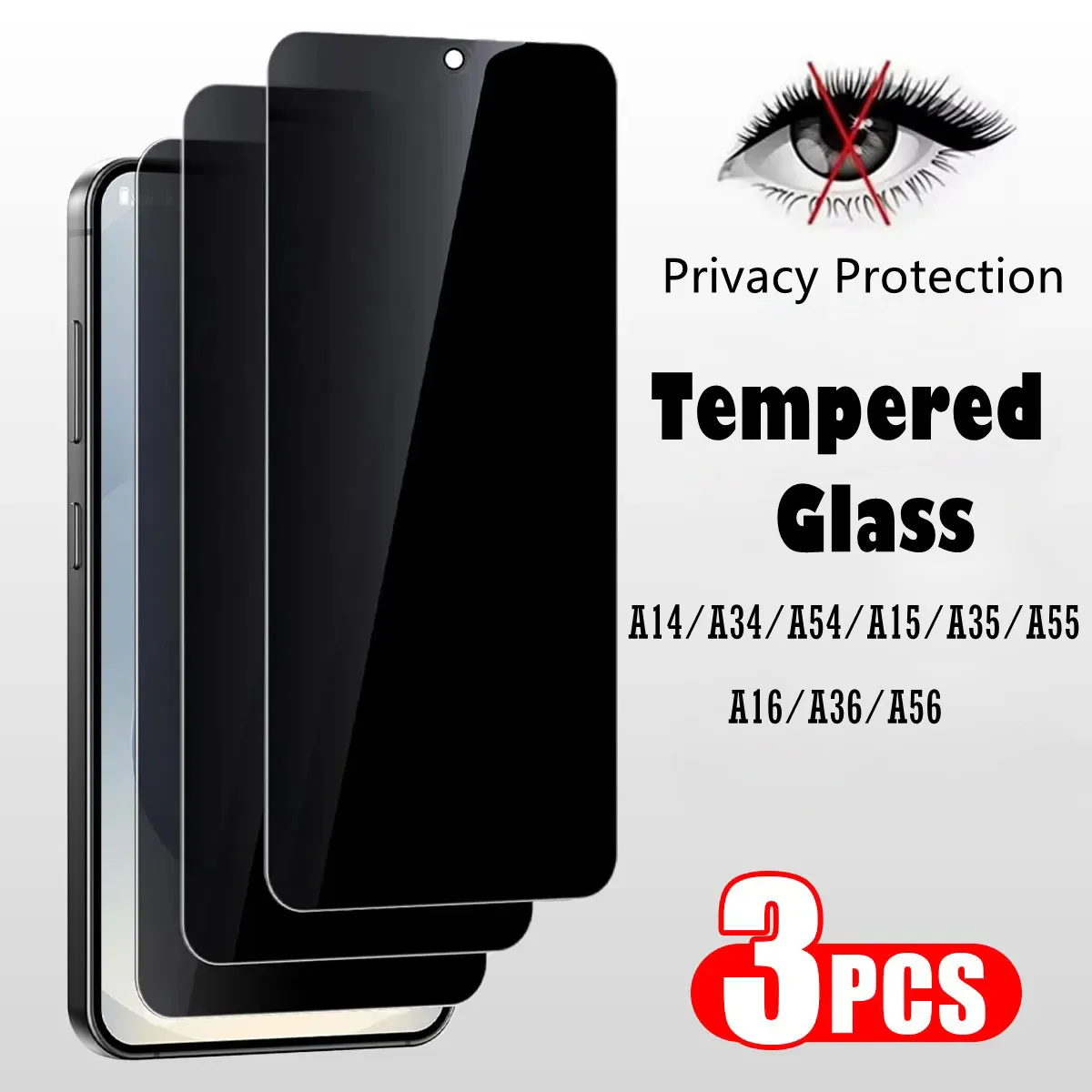 3 pçs proteção de privacidade capa completa protetor de tela de vidro para samsung galaxy a56 a36 a16 a55 a35 a15 a54 a34 a14 película protetora