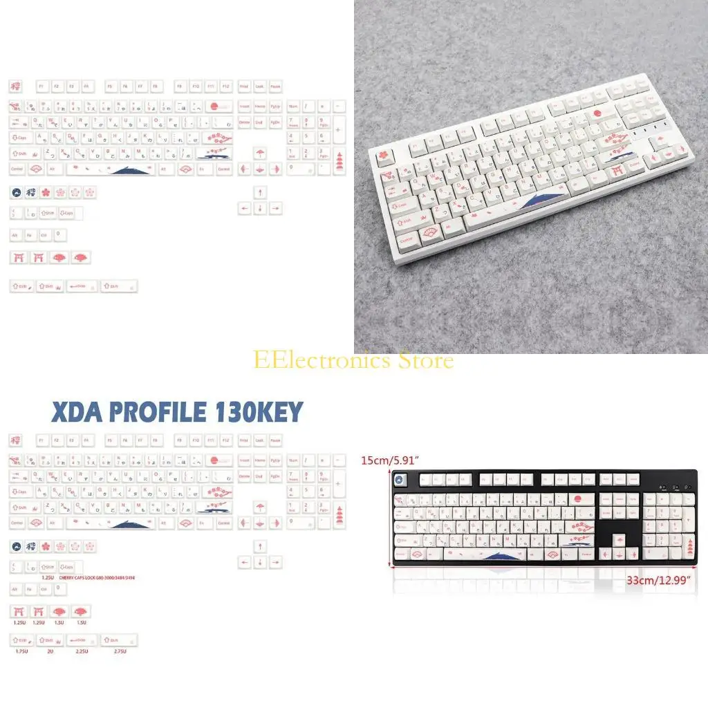

B03C 130 Keys Cherry Blossom XDA PBT Keycaps Dye-Subbed Mechanical Keyboards for Key