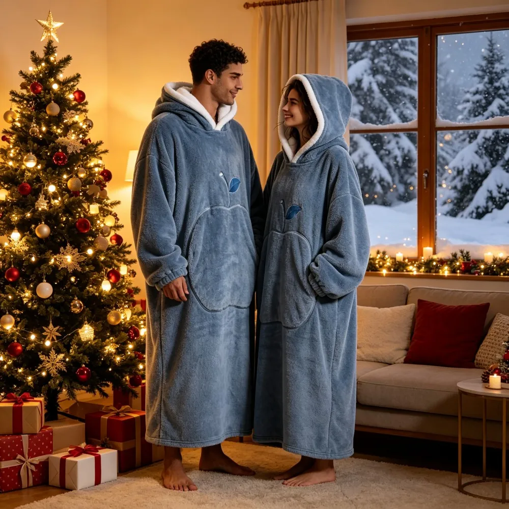 Plus Size Sweat Shirts Women Fashion One Piece Hooded TV Blankets Ladies Winter Thick Pullovers Solid Cozy Soft Sweatshirt Adult