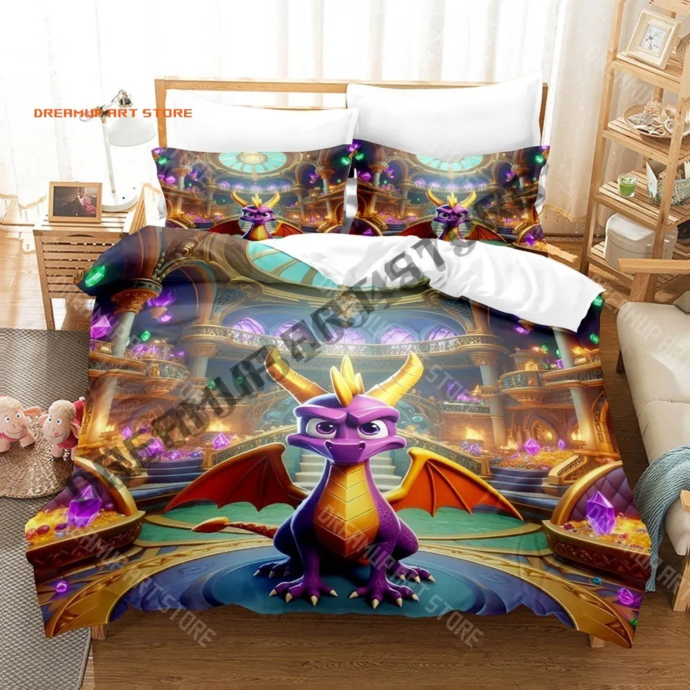 2026 3D Print Spyro Reignited Trilogy Cartoon Game Bedding Set Single Twin Full Queen King Size Bed Set Adult Bedroom Duvetcover