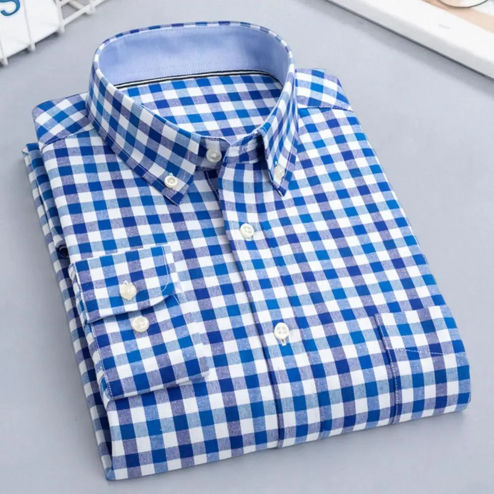 Cotton 3XL Oversized High Quality Luxury Men\'s Long Sleeve Plaid Oxford Shirt Summer Casual Business Clothing