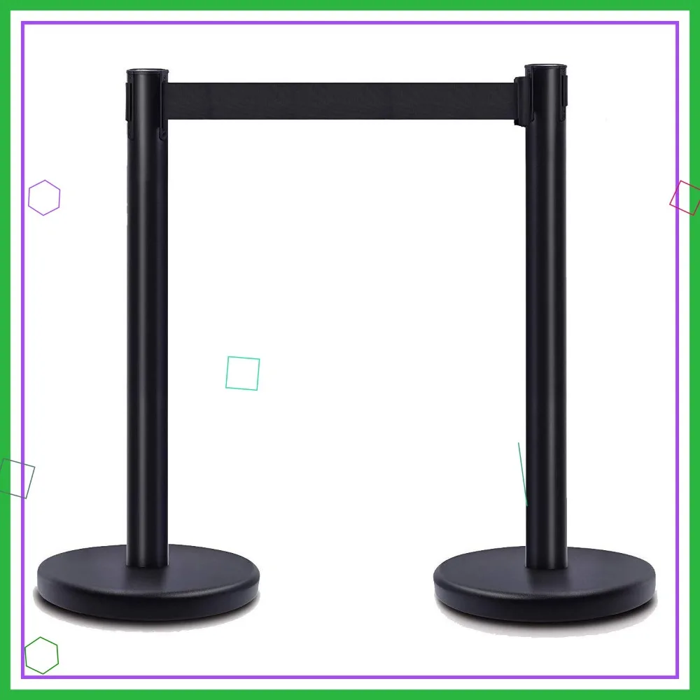 

6.5ft Retractable Belt Barriers - Metal Stanchion Posts for Queues, Airports, Events - 2 Pack