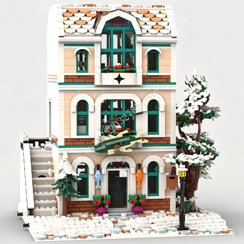 

2998 PCS Winter Fishing Store Street House Blocks DIY Collectible Model Gift For Adult Collectors Birthday Xmas Home Table Decor