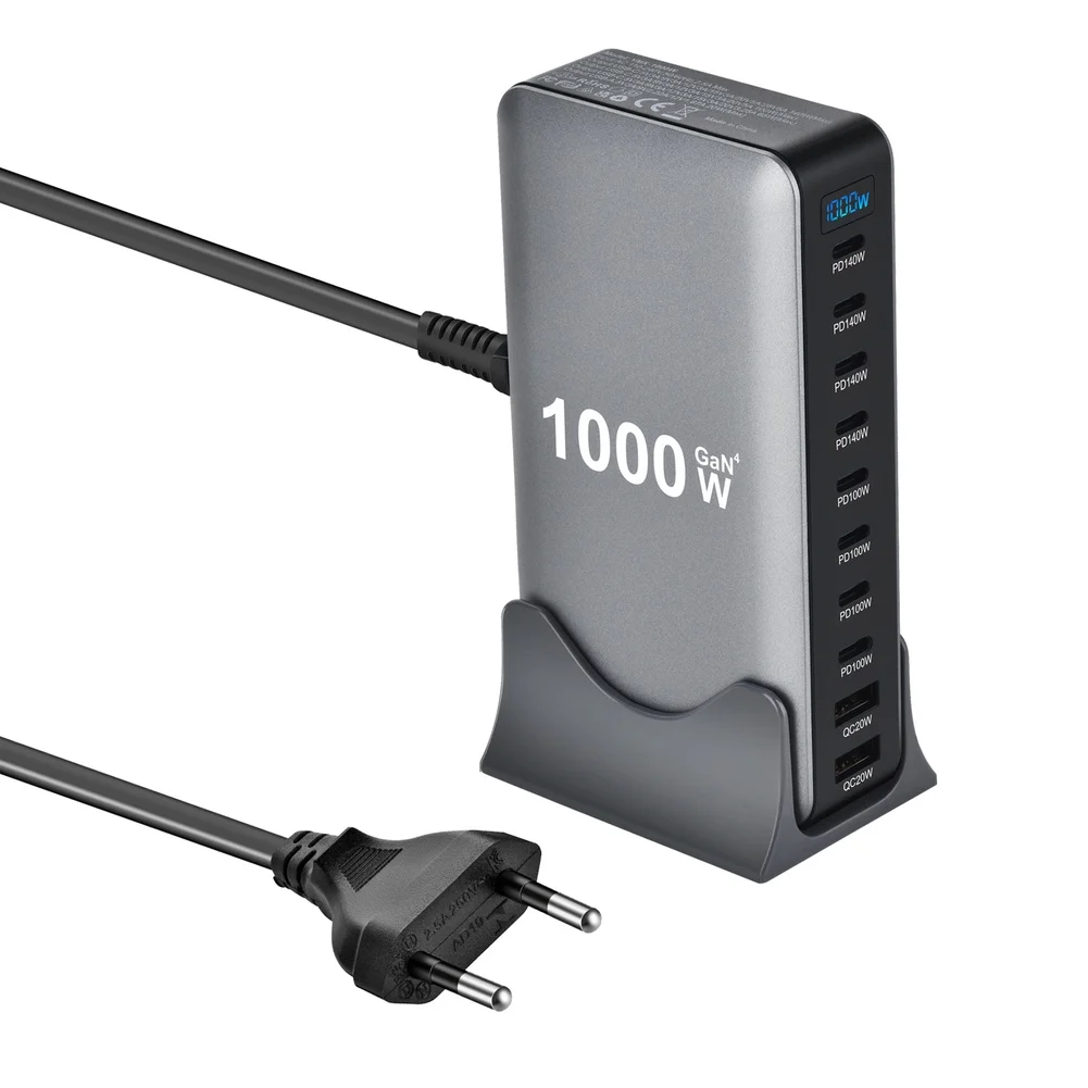 Multi Port 1000W USB C Charger Station Providing 140W Fast Charging per Port Designed for Smartphones Tablets Laptops