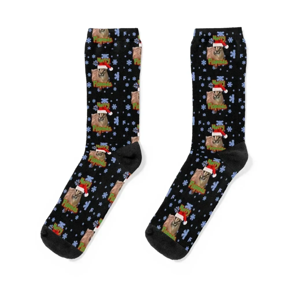 

Merry Flopmas floppa meme Flopa Christmas Socks new year floor aesthetic cartoon Socks Girl Men's