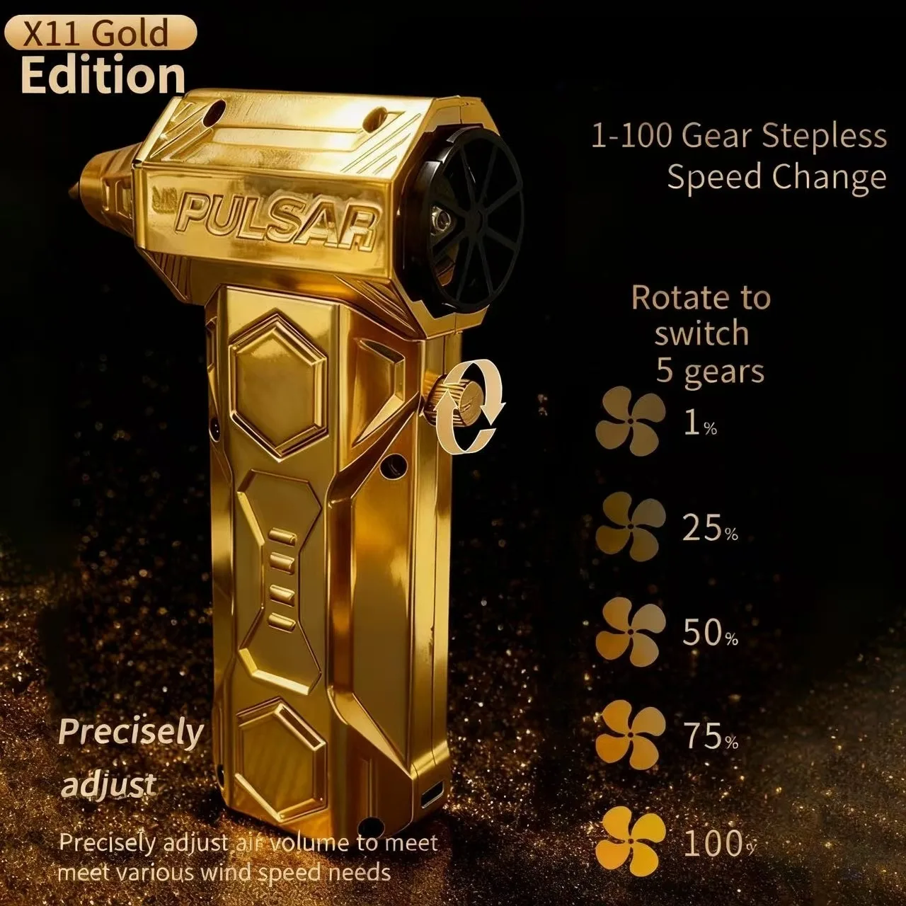 X11Pro MAX Glod Turbo Jet منفاخ 890000 دورة في الدقيقة منفاخ هواء قوي محرك بدون فرشاة مروحة تربو سرعة الرياح 75 متر/الثانية 10000 مللي أمبير نسيم قوي