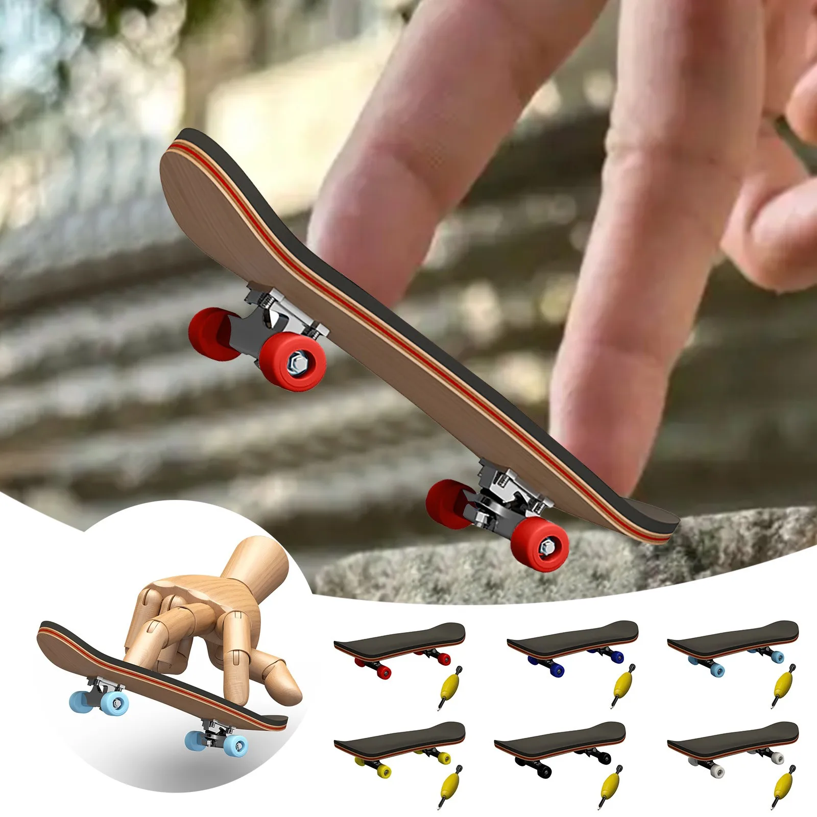 Holz Finger Skateboard Park Mini Finger Skateboard Spielzeug Skateboard Fingerbretter mit Mini Schrauben Fahrer Fingertip Brain Teaser