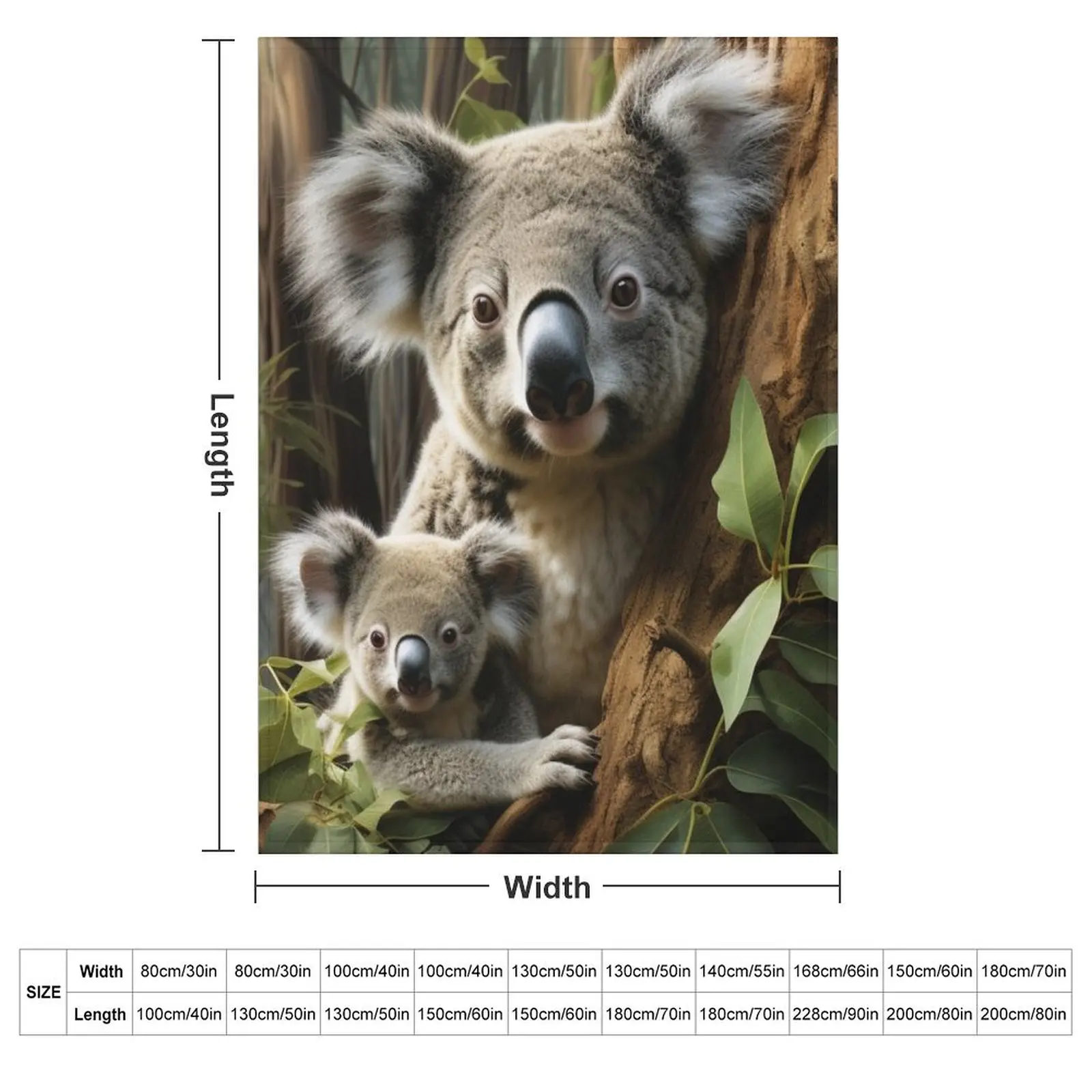Baby Koala Bear and Mom Throw Blanket bed plaid For Sofa Thin Soft Plush Plaid anime warm for winter Personalized Gift Blankets