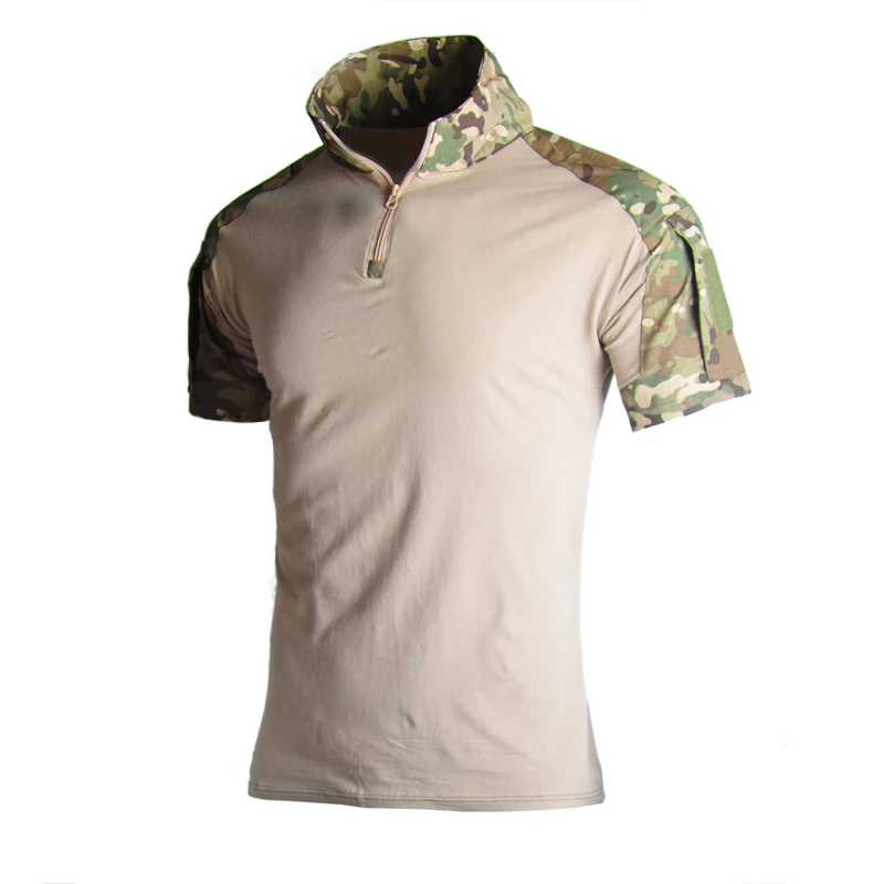 Men's Military Tactical Combat Shirt Army Camouflage Ripstop Paintball Work Clothing Outdoor Hunting Hiking Climbing T-Shirts