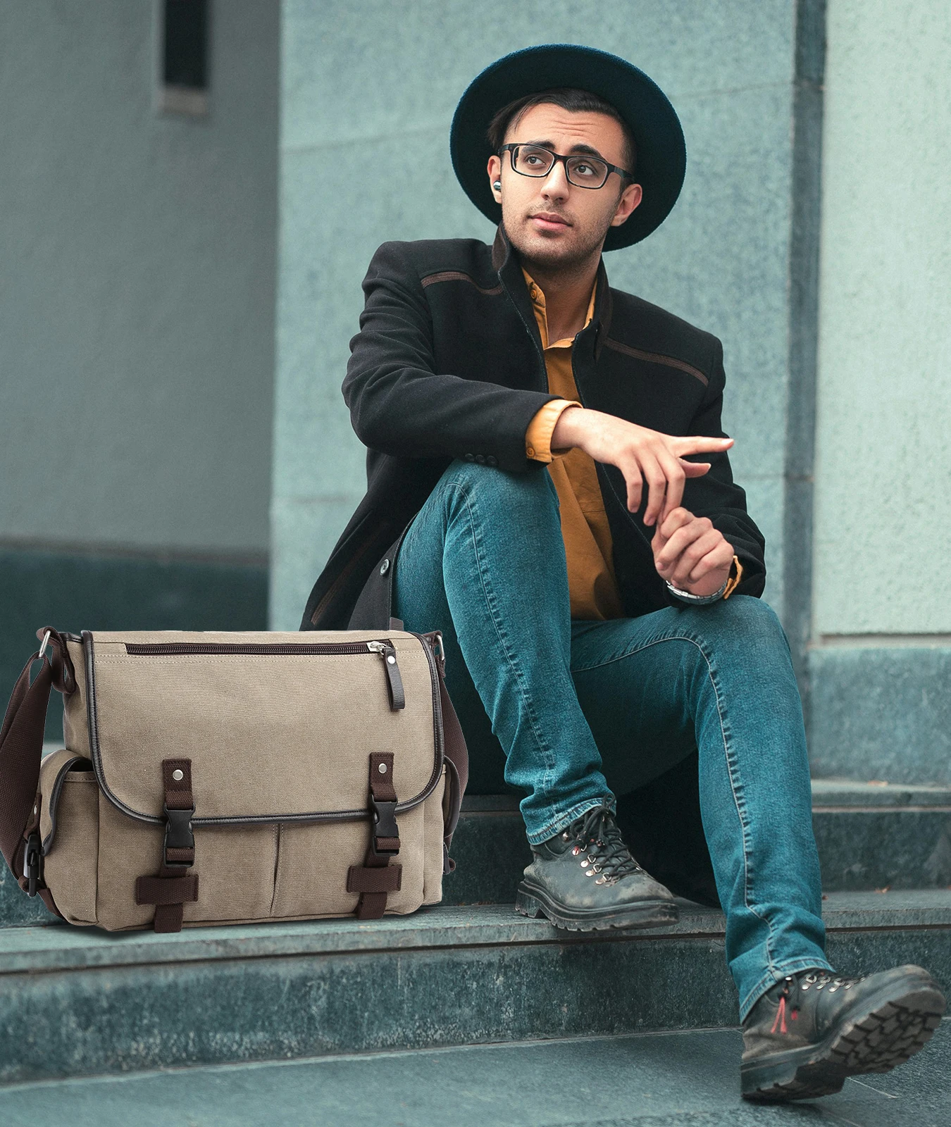 Borsa a tracolla da uomo in tela borsa da lavoro Vintage per uomo Casual Fit 13 pollici Laptop borsa da uomo durevole di grande capacità