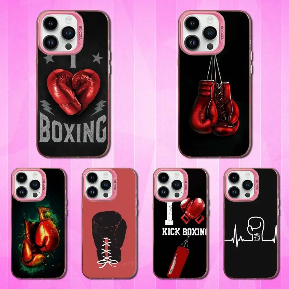 

Boxing Art Gloves Phone Case For iPhone 16,15,14,13,12,11,Mini,Pro,SE,XS,MAX Pink Matte Silicone Cover