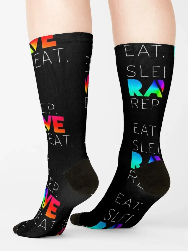 Chaussettes de marque de luxe pour hommes et femmes, manger, dormir, rave, antibodies, nouveautés, heureux