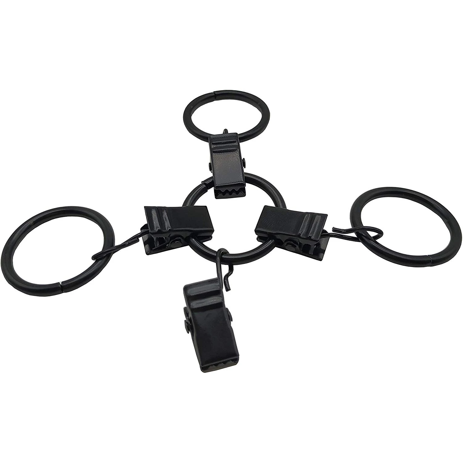 

B59A 42 Packs of Curtain Ring, with Clips, Decorative Curtains, Rust, Retro, 1 Inch, Inner Diameter, Black