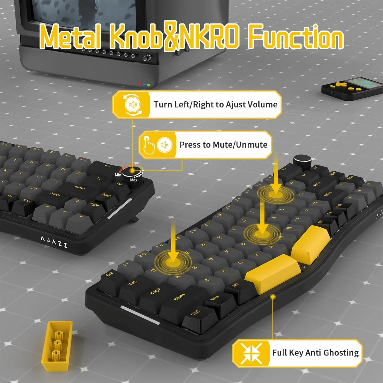 Imagem -06 - Attack Shark x Ajazz Aks068 Alice 60 Layout Teclado Mecânico com Montagem em Junta com Fio 68 Teclas Via-programável Hot-swappable