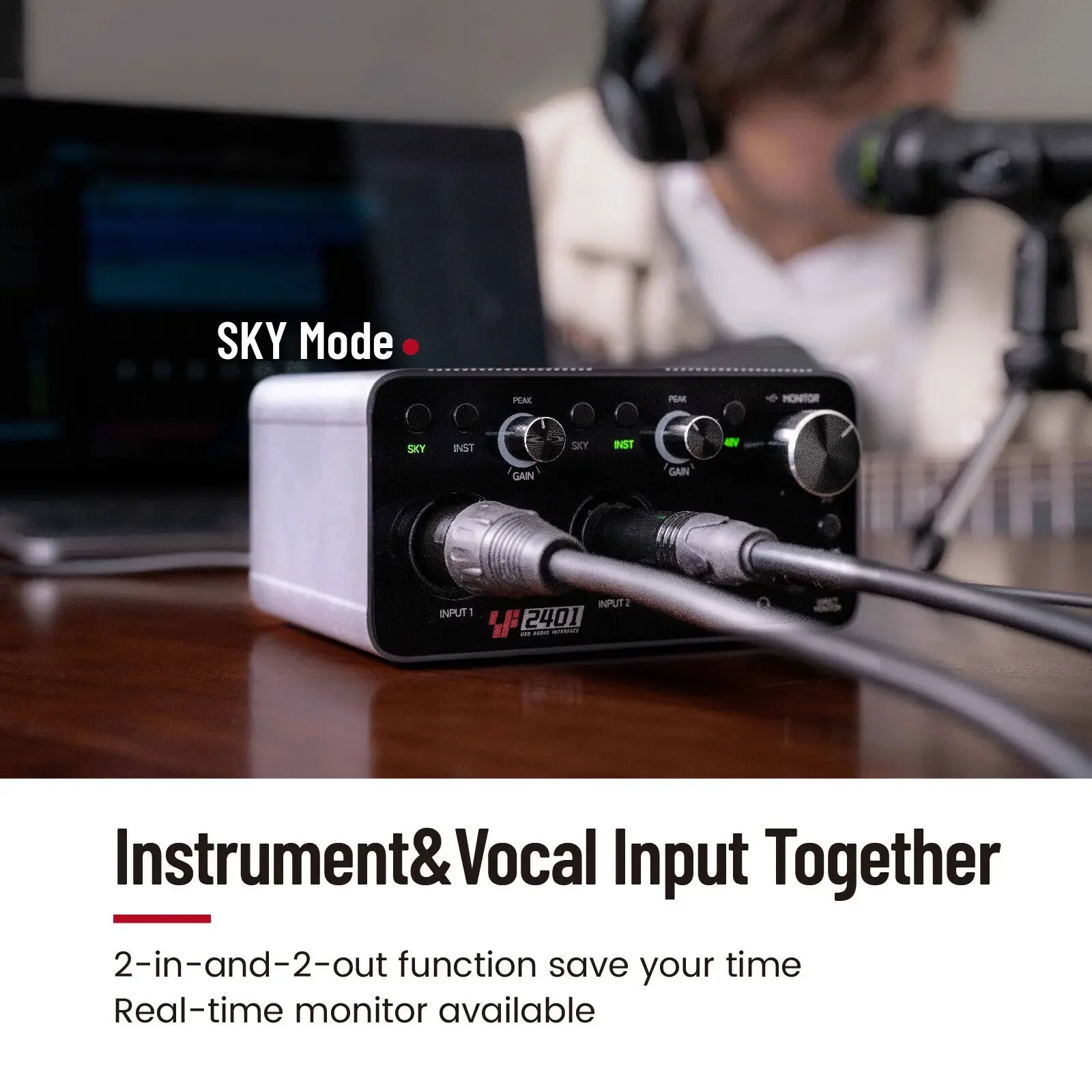 SF2401 Interfejs audio USB Podwójny mikrofon XLR 2 do nagrywania strumieniowego podcastów