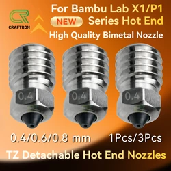 Bambulab p1s p1p hotend kiti v3 nozullar Bimetal sertleştirilmiş çelik nozul Bakır Kaplama v1 v2 V3 Hotend 3D Yazıcı Parçaları x1 X1C