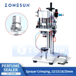 ZONESUN-máquina taponadora neumática de Perfume, sellador de pulverizador, equipo de embalaje de fragancia, ZS-YG08