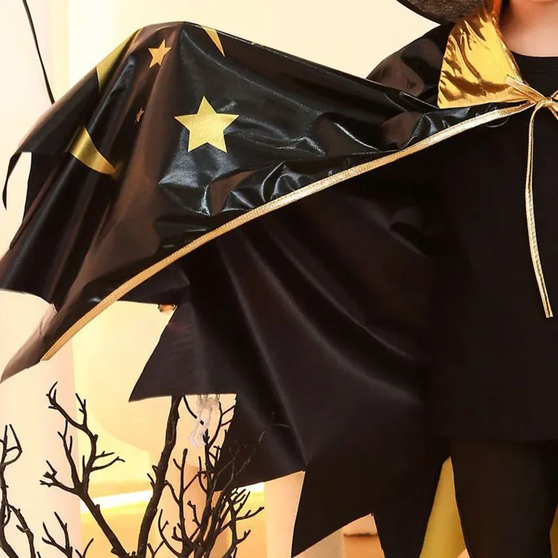 RT01 男の子女の子ウィザードケープ帽子付きハロウィン魔女パーティーコスチューム子供用コスプレマントファンシードレス & Gf1