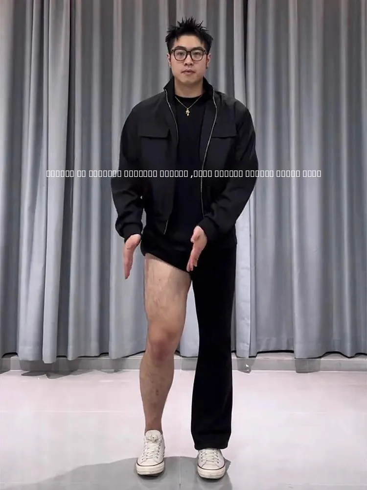 

Мужские джинсы Bla High Elastic Large Size Knife в американском уличном стиле, с широкими штанинами, моделирующие фигуру, расклешенные брюки