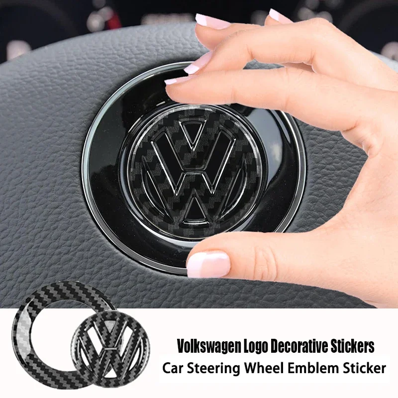 

2026 Hot For VW VOLKSWAGEN Car Carbon fiber pattern Logo Steering Wheel Decoration Sticker For VW GTI Polo Golf MK6 MK7 MK8 Pass