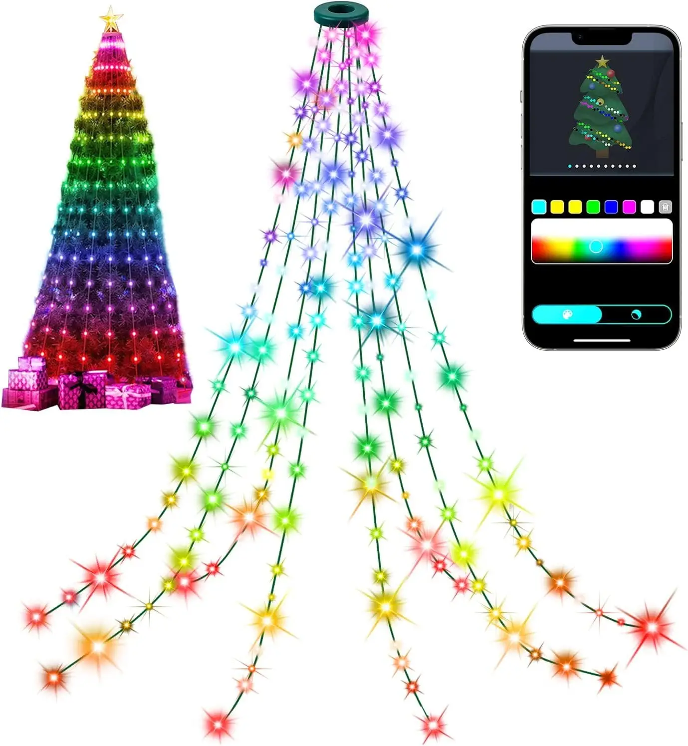 

DIY Smart Christmas Tree Lights 2M 160Leds RGB LED String Light APP Remote Control Music Rhythm Xmas Holiday Decoration Garland