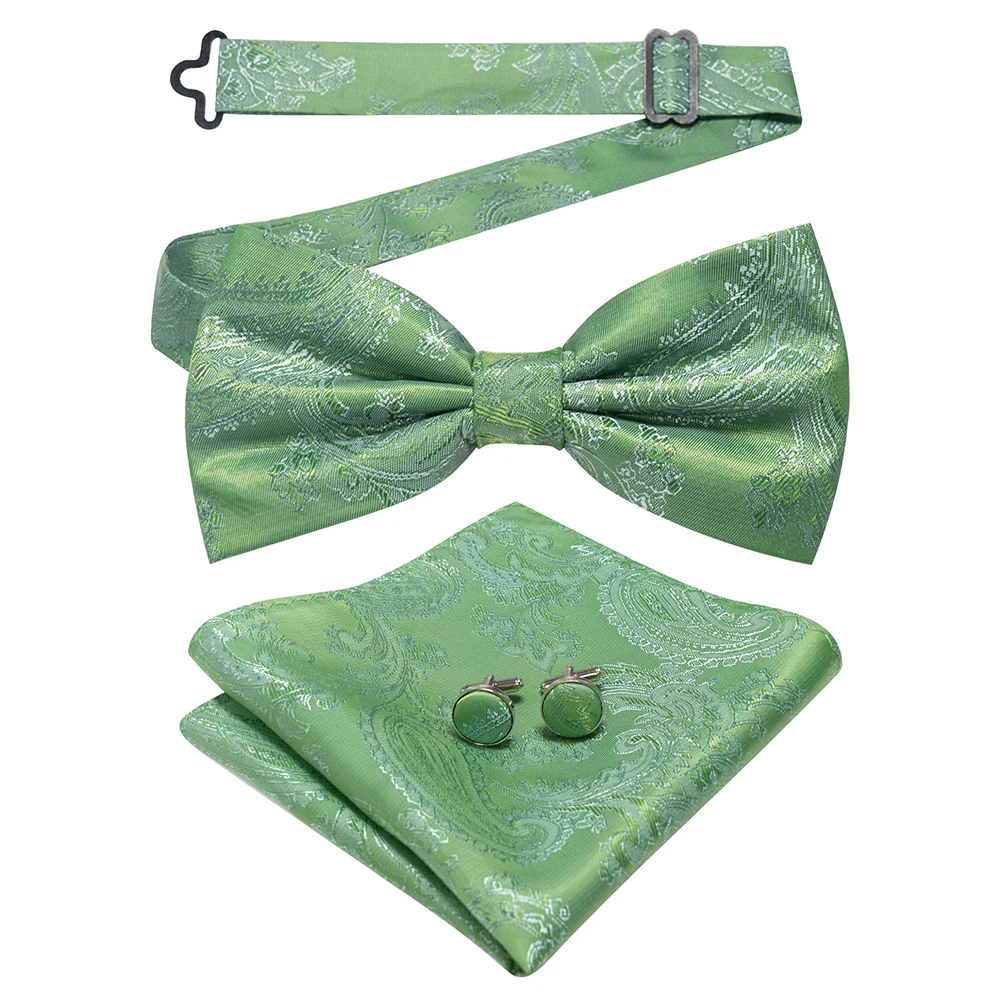 East epische neue Mode blau grün Paisley Fliege Set für Männer weiche Taschentuch Qualität Manschetten knopf Herren Accessoire Hochzeits geschenk – Detail 11