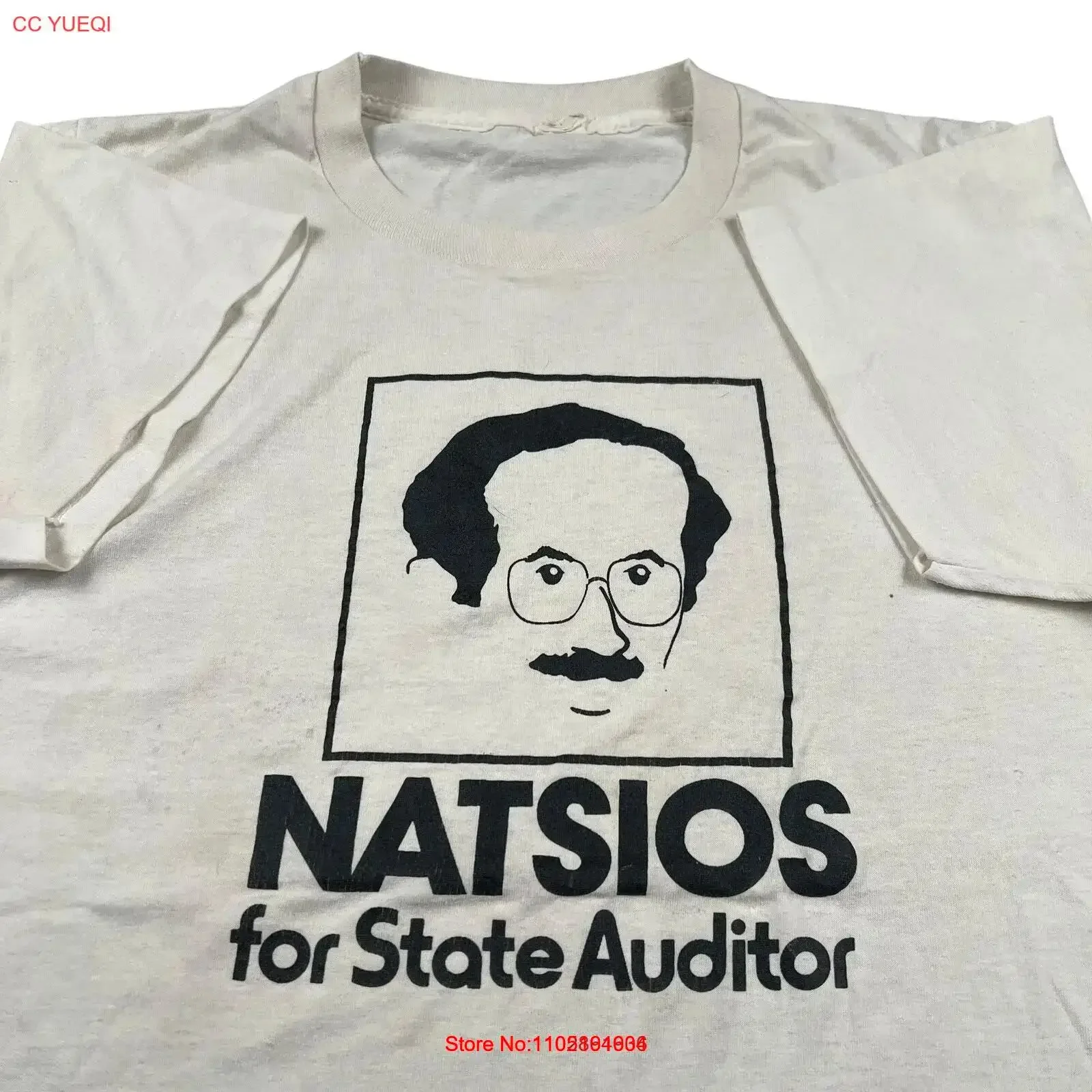 Vintage natsios for state auditor 80s screen stars obscure T Shirt vintage Washed streetwear Casual homme Versatile Stretched