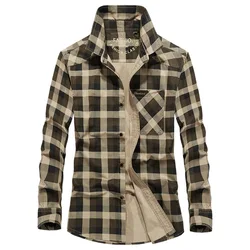 Men Plaid Casual Shirts Male Military Outdoor Loose Shirts Multi-pockets Tooling Shirts Quality Man Large Long-sleeved Shirts 4X