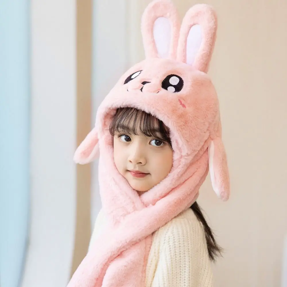 Chapeaux de lapin en peluche pour enfants, oreille de lapin en peluche, casquettes mignonnes, oreille de lapin mobile, chapeaux de saut, nouveauté créative, hiver