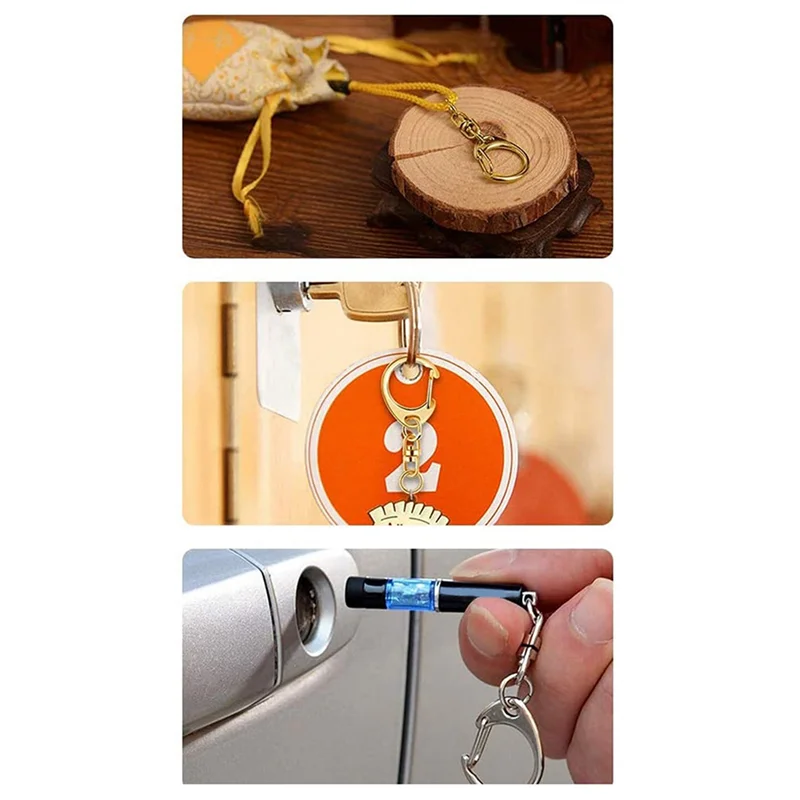 

BHTS-400 Piece D Hook Keychain Hardware With Jump Rings, Metal Split Key Ring Clips With Chain For Craft Charm Making DIY