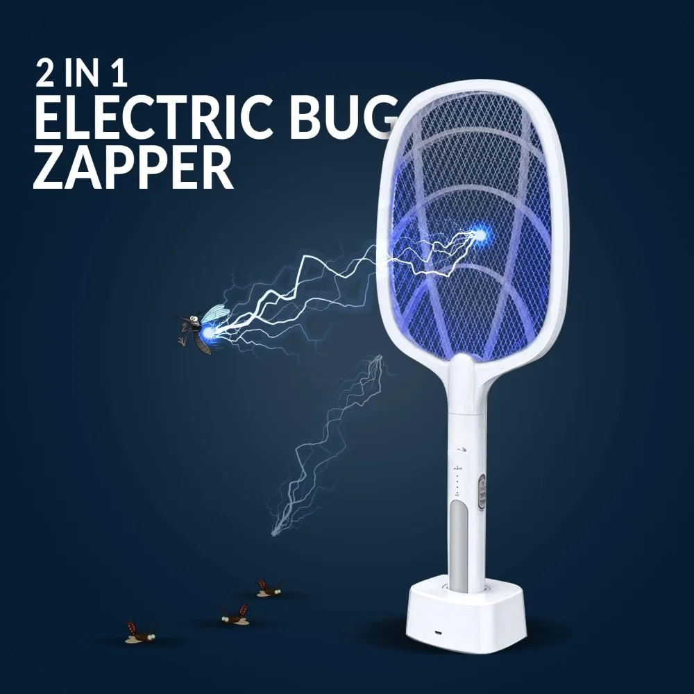 HAOYUNMA-Bug Elétrico Zapper, Mosquitos Armadilha Lâmpada, Raquete, USB Recarregável, Fly Swatter para Casa e Exterior, 2 em 1