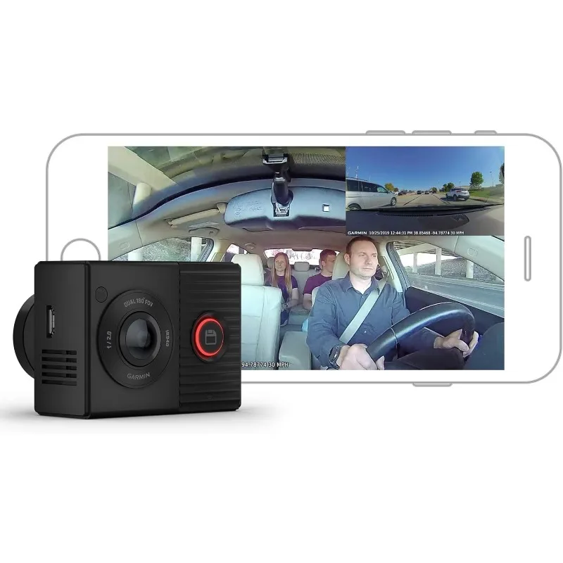 

Garmin Dash Cam Tandem Dual-lens Dash Cam with Two 180-degree Lenses On-Dash Cameras